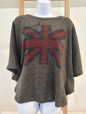 Forever 21 Grey British Flag Union Jack Batwing Knit Sweater